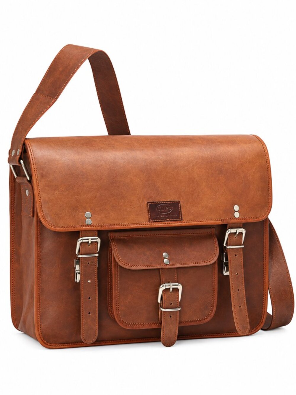 The CAMBRIDGE MESSENGER By SHARO Leather 15" Laptop Bag Crossbody Brown